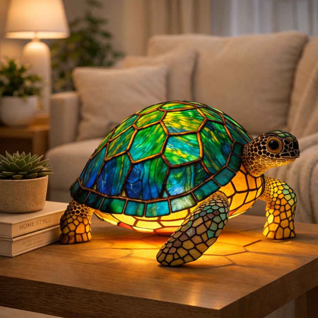LED Accent Table Lamp in Stained Glass Animal Design