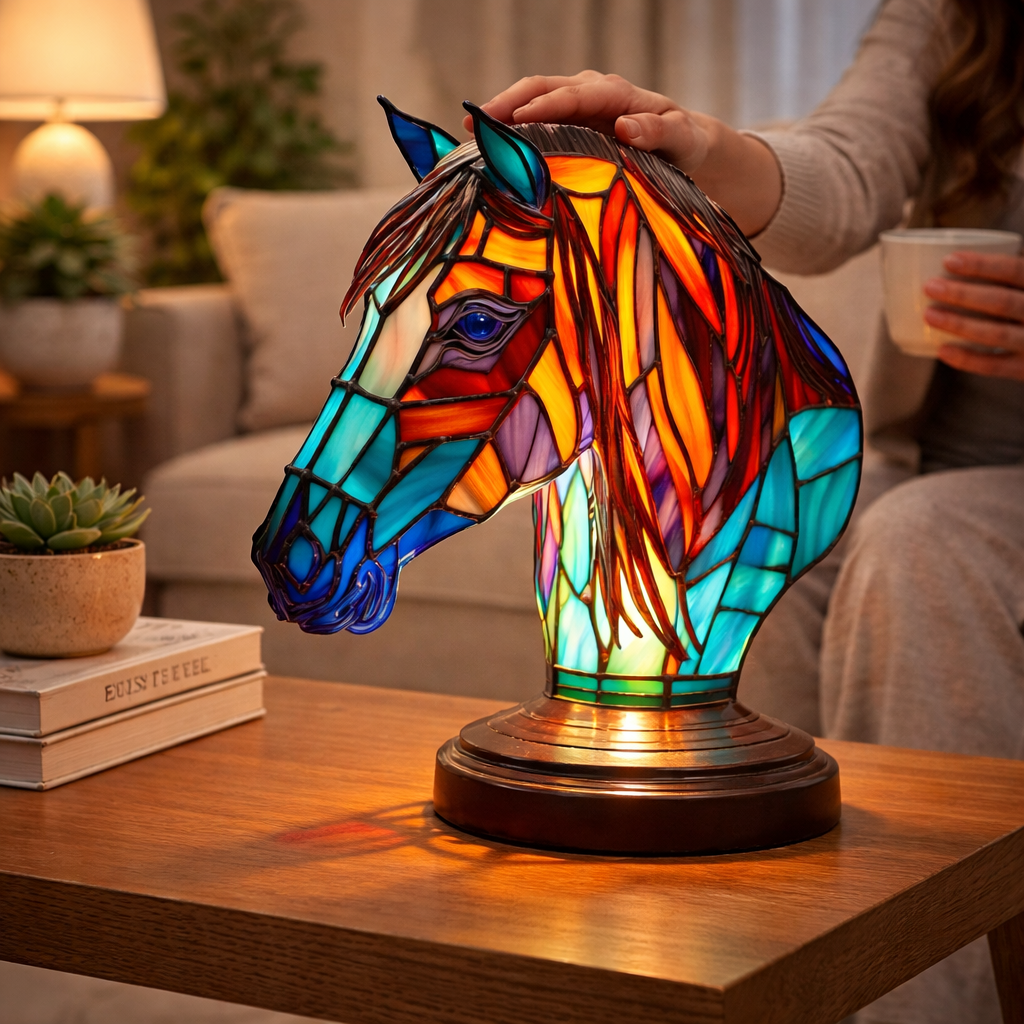 LED Accent Table Lamp in Stained Glass Animal Design
