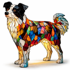 Decorative LED Night Light Table Lamp with Colorful Stained Glass Dog