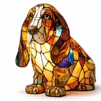 Decorative LED Night Light Table Lamp with Colorful Stained Glass Dog