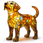 Decorative Desk Lamp with Stained Glass Dog Design – LED Night Light
