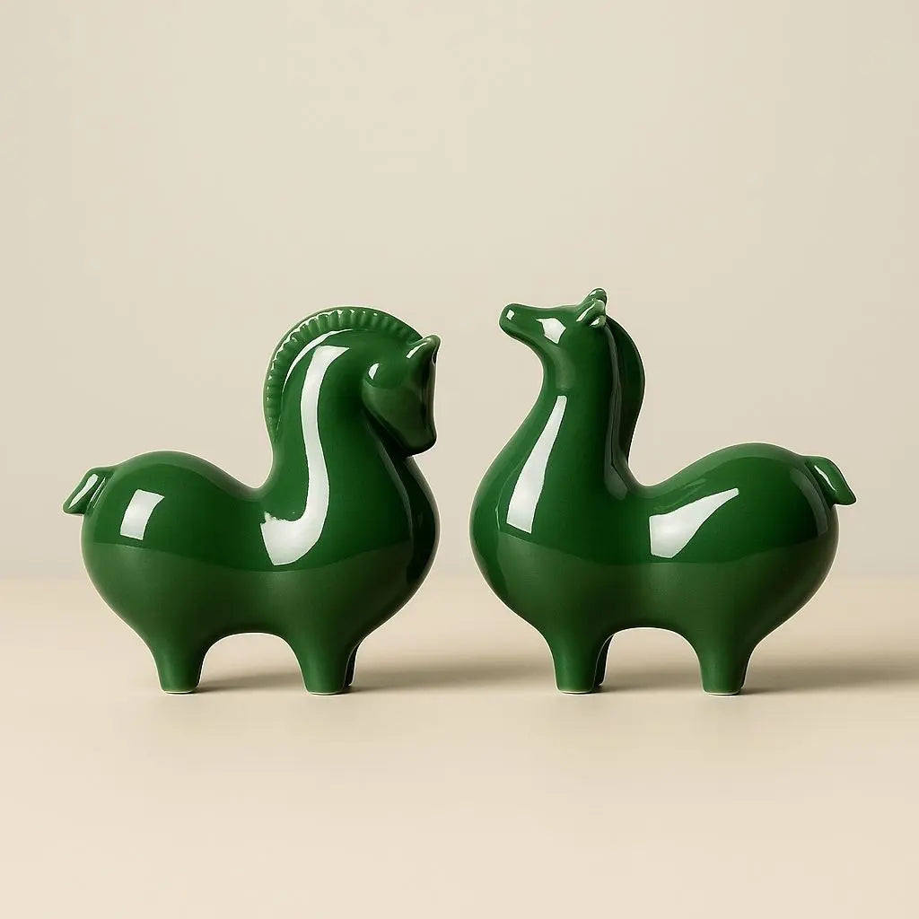 Ceramic Harmony Horse – Celadon Good Fortune Decor Piece
