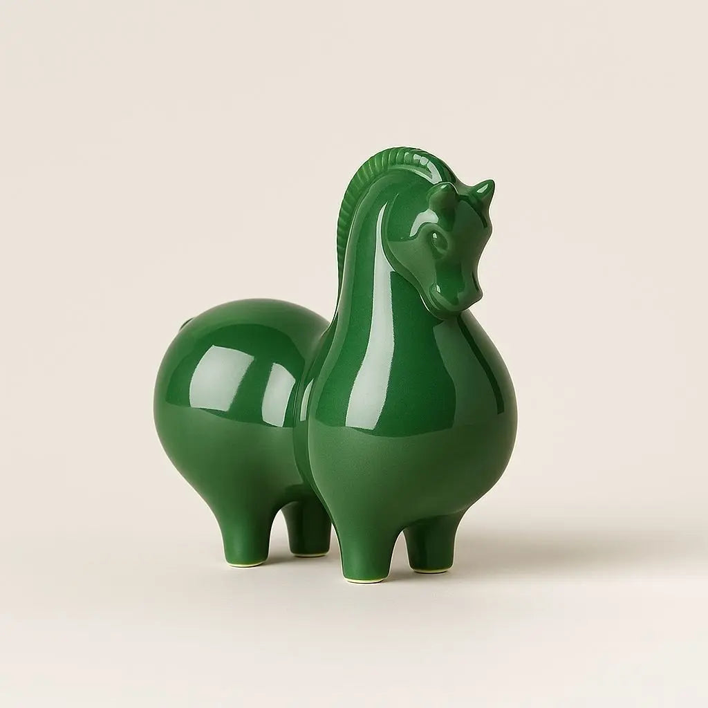 Ceramic Harmony Horse – Celadon Good Fortune Decor Piece
