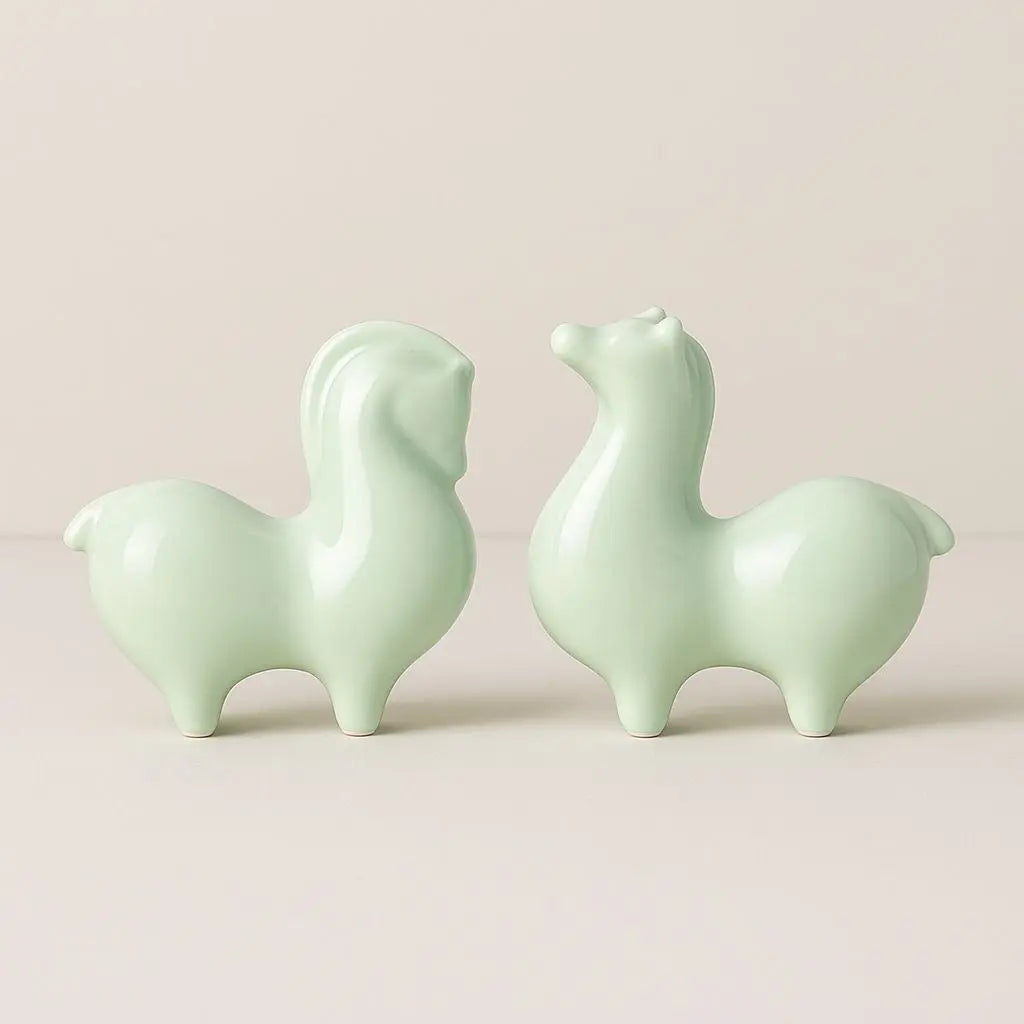 Ceramic Harmony Horse – Celadon Good Fortune Decor Piece
