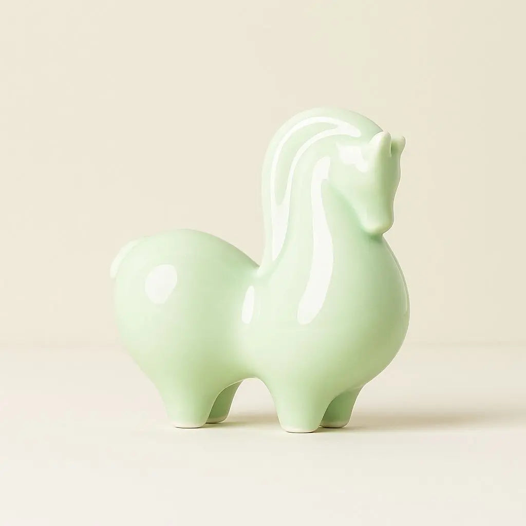 Ceramic Harmony Horse – Celadon Good Fortune Decor Piece