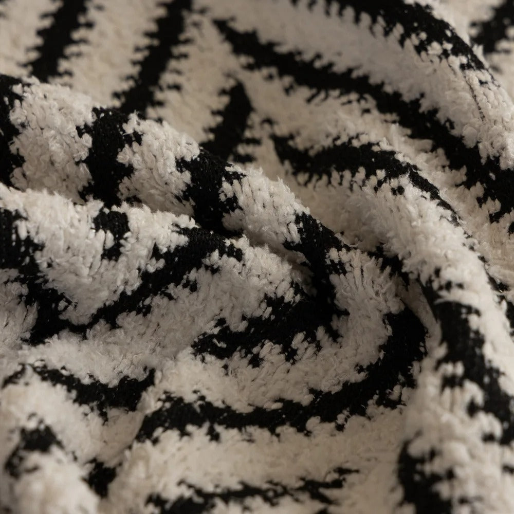 Modern Chevron Sofa Slipcover with Tassels - Machine Washable Microfiber