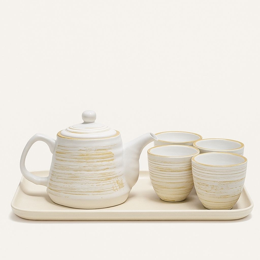 ScandiCharm Handcrafted Ceramic Tea Service Set