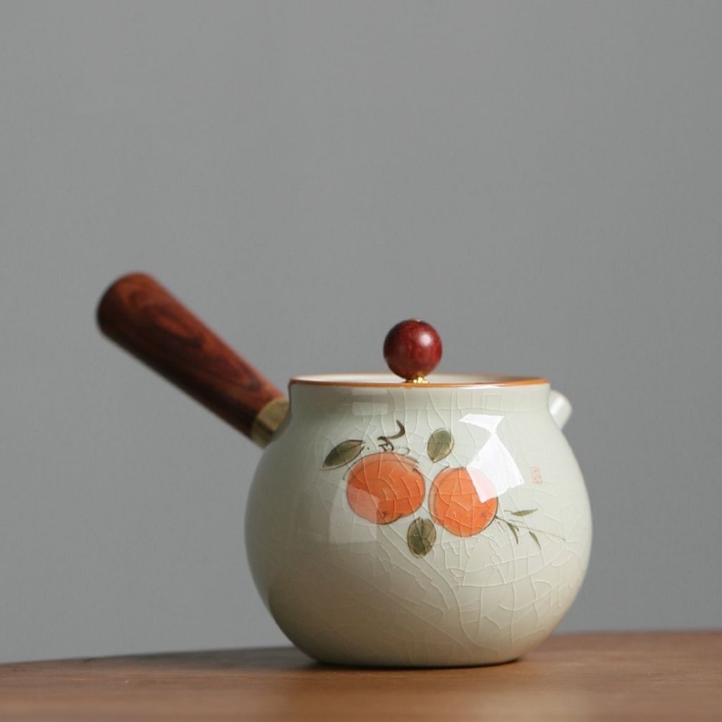 Artisan Crafted Ceramic Teapot with Crackle Finish