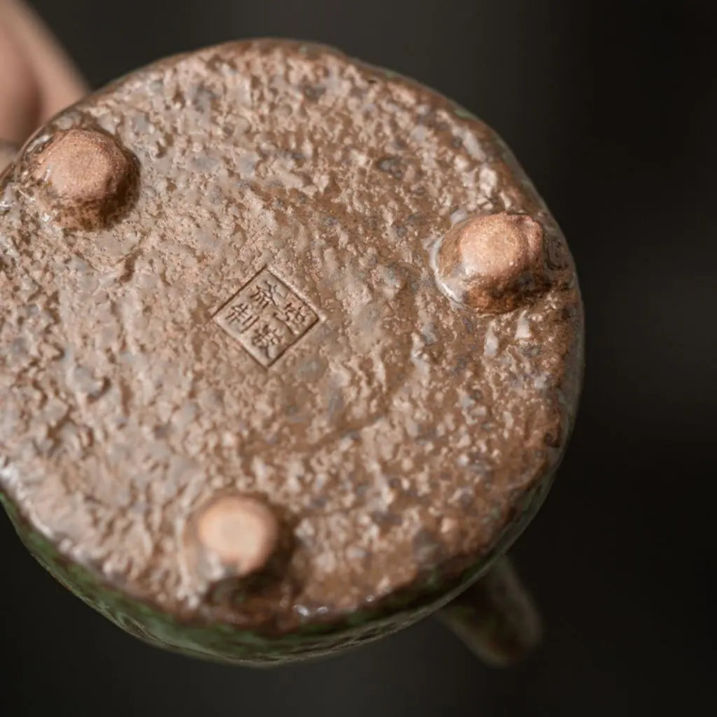 Artisan Stoneware Teapot with Vintage Moss Finish