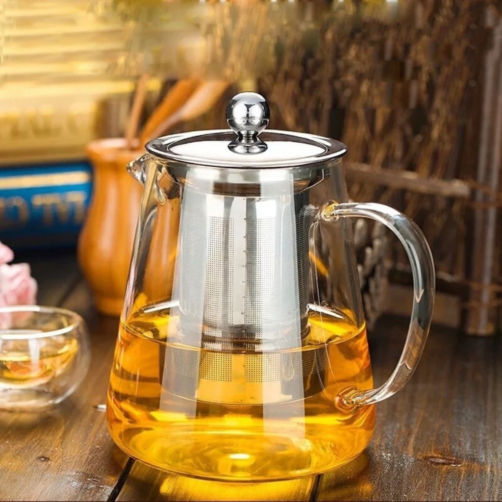 Elegant Heat-Resistant Glass Teapot with Steel Infuser