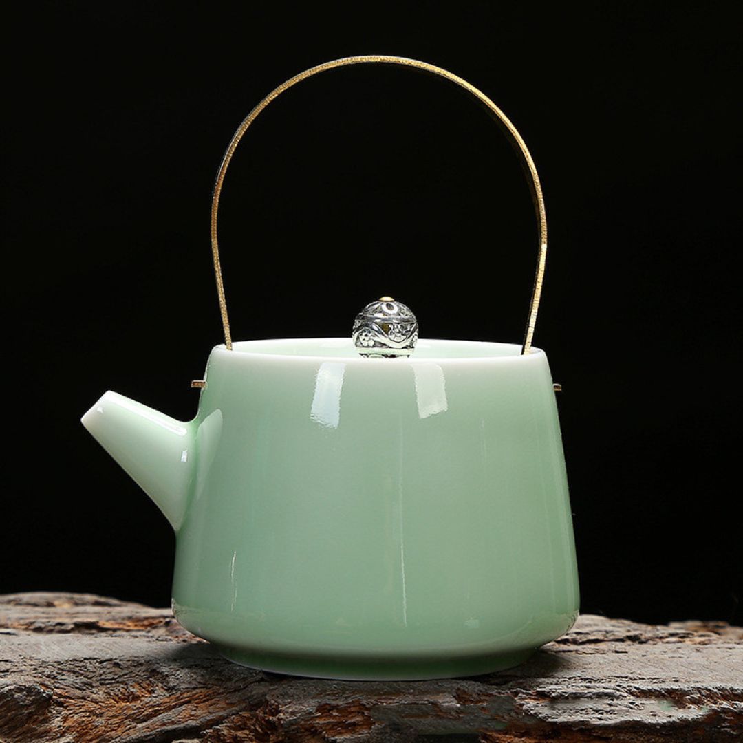 Elegant Green Glazed Tea Pot for Serene Moments