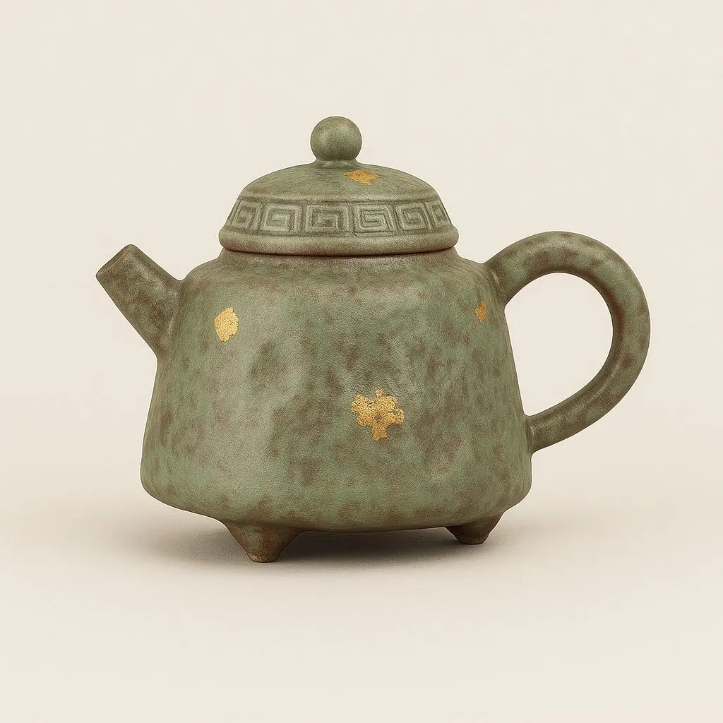 Artisan Stoneware Teapot with Vintage Moss Finish
