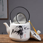 Artisan Kaolin Ceramic Teapot with Built-In Strainer