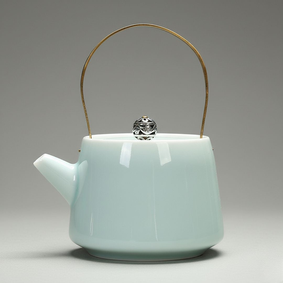 Elegant Green Glazed Tea Pot for Serene Moments