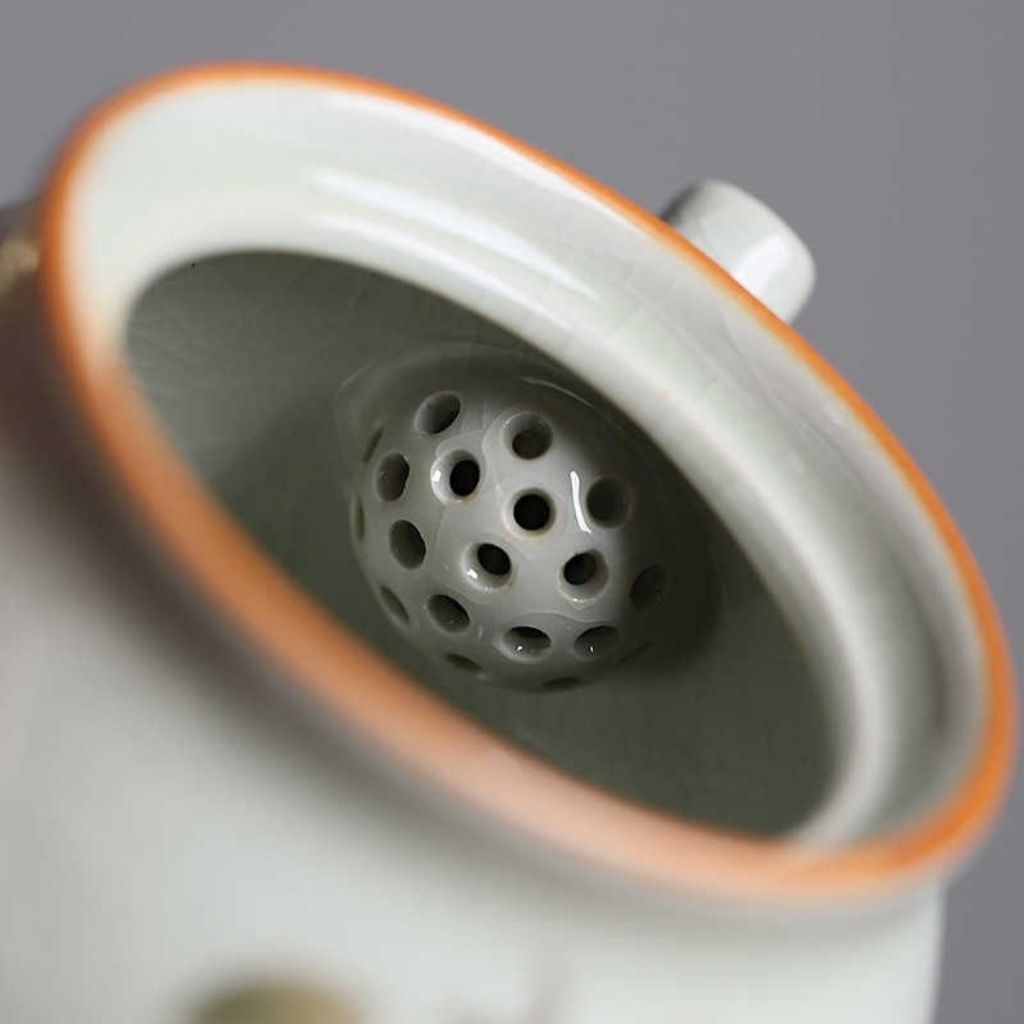 Artisan Crafted Ceramic Teapot with Crackle Finish
