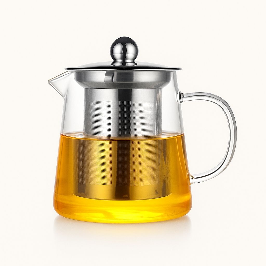 Elegant Heat-Resistant Glass Teapot with Steel Infuser