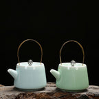 Elegant Green Glazed Tea Pot for Serene Moments