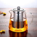 Elegant Heat-Resistant Glass Teapot with Steel Infuser