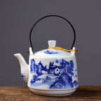 Artisan Kaolin Ceramic Teapot with Built-In Strainer