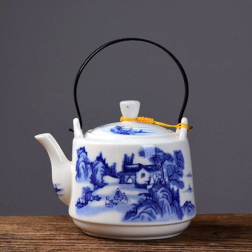 Artisan Kaolin Ceramic Teapot with Built-In Strainer
