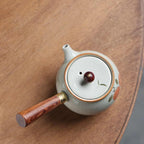 Artisan Crafted Ceramic Teapot with Crackle Finish