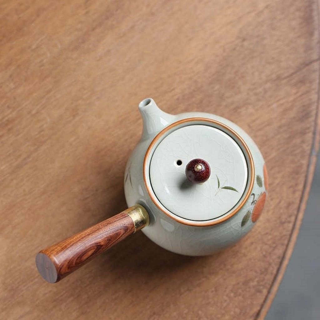 Artisan Crafted Ceramic Teapot with Crackle Finish