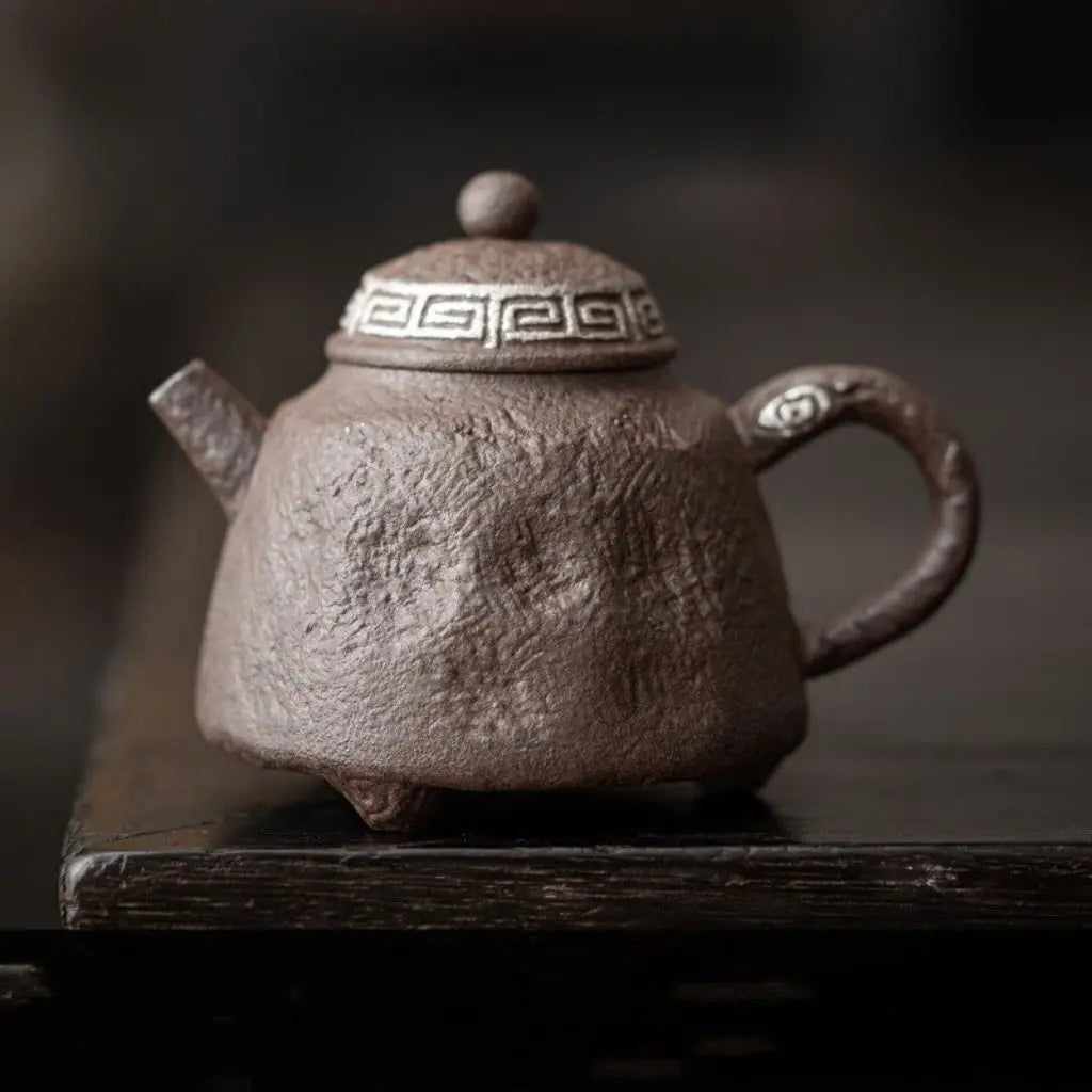 Artisan Stoneware Teapot with Vintage Moss Finish