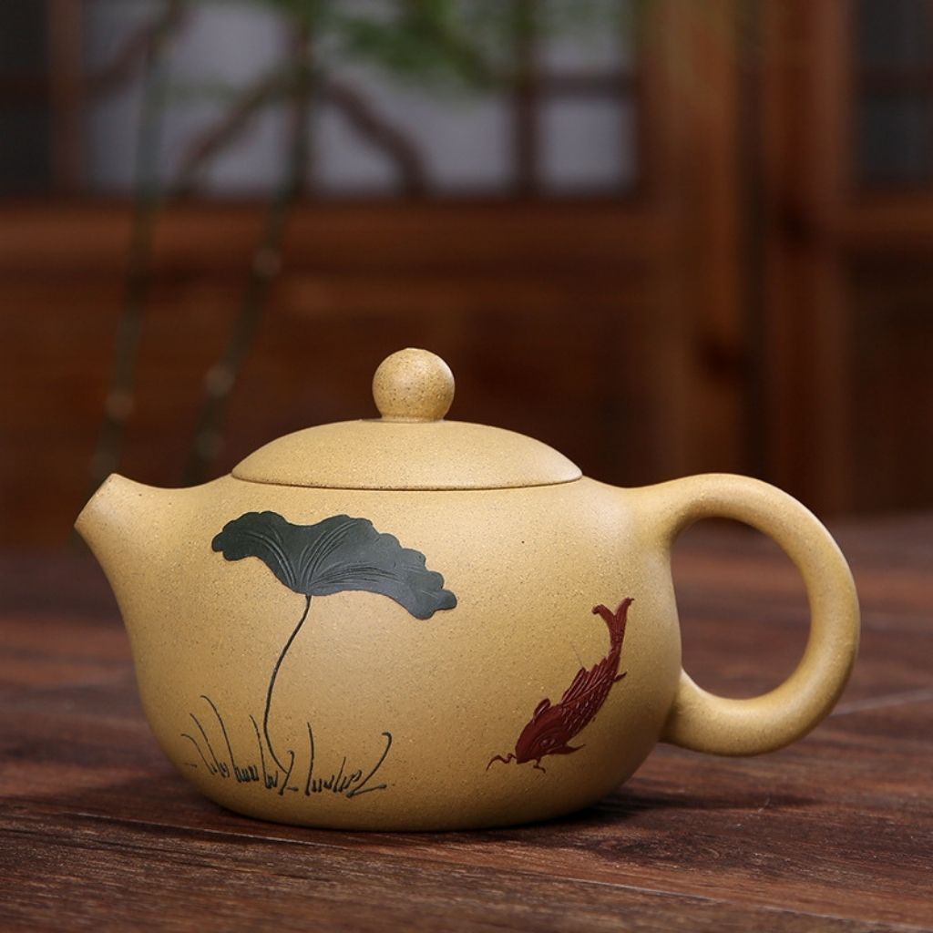Artisan Crafted Clay Teapot with Hand-Painted Design