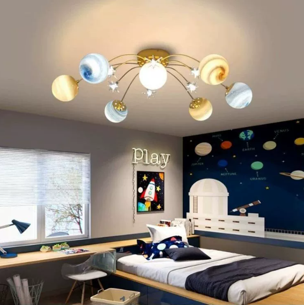 13-Light Colorful Semi-Flush Mount Ceiling Fixture for Playful Spaces