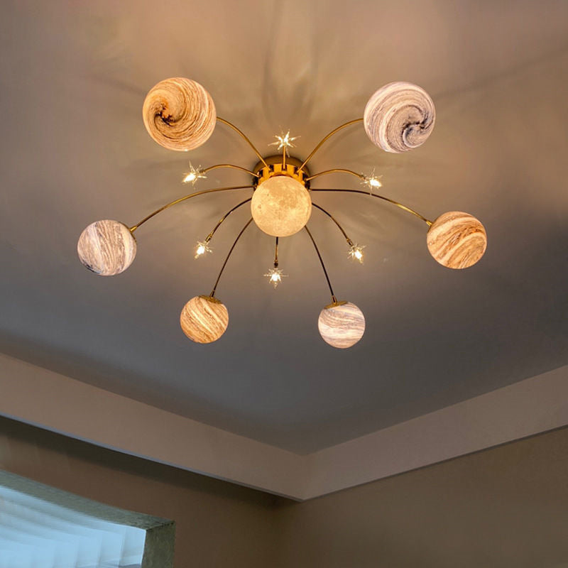 13-Light Colorful Semi-Flush Mount Ceiling Fixture for Playful Spaces