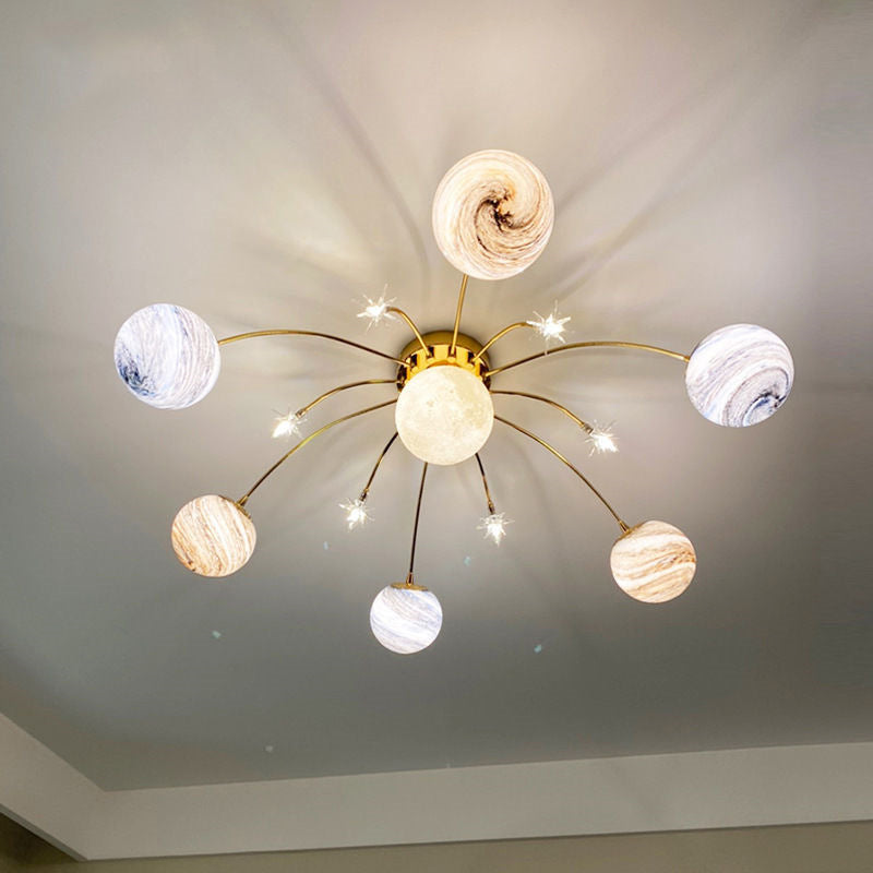 13-Light Colorful Semi-Flush Mount Ceiling Fixture for Playful Spaces