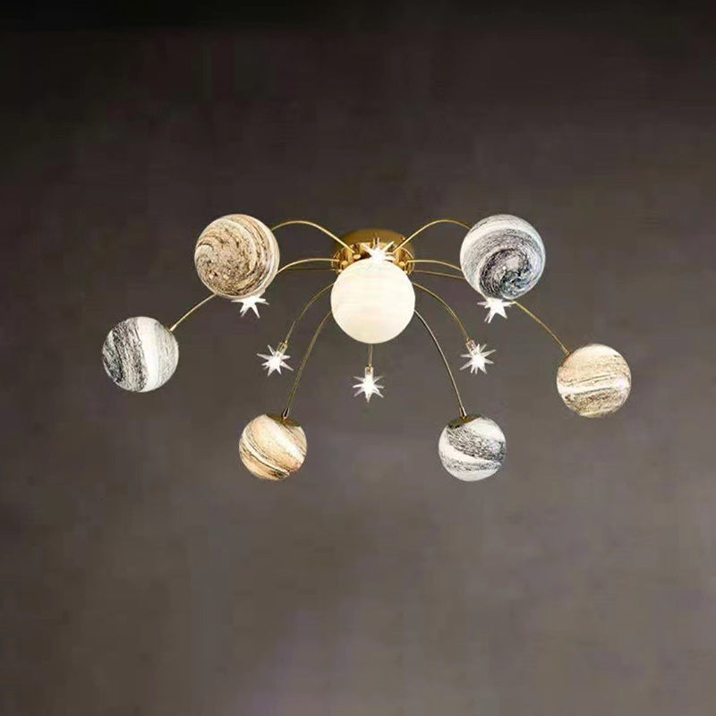 13-Light Colorful Semi-Flush Mount Ceiling Fixture for Playful Spaces
