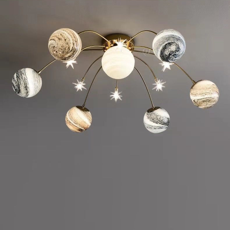 13-Light Colorful Semi-Flush Mount Ceiling Fixture for Playful Spaces
