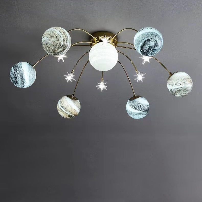 13-Light Colorful Semi-Flush Mount Ceiling Fixture for Playful Spaces