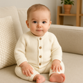 Footed Baby Romper in Ribbed Knit Design