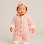 Pink Knit Baby Suit with Hood