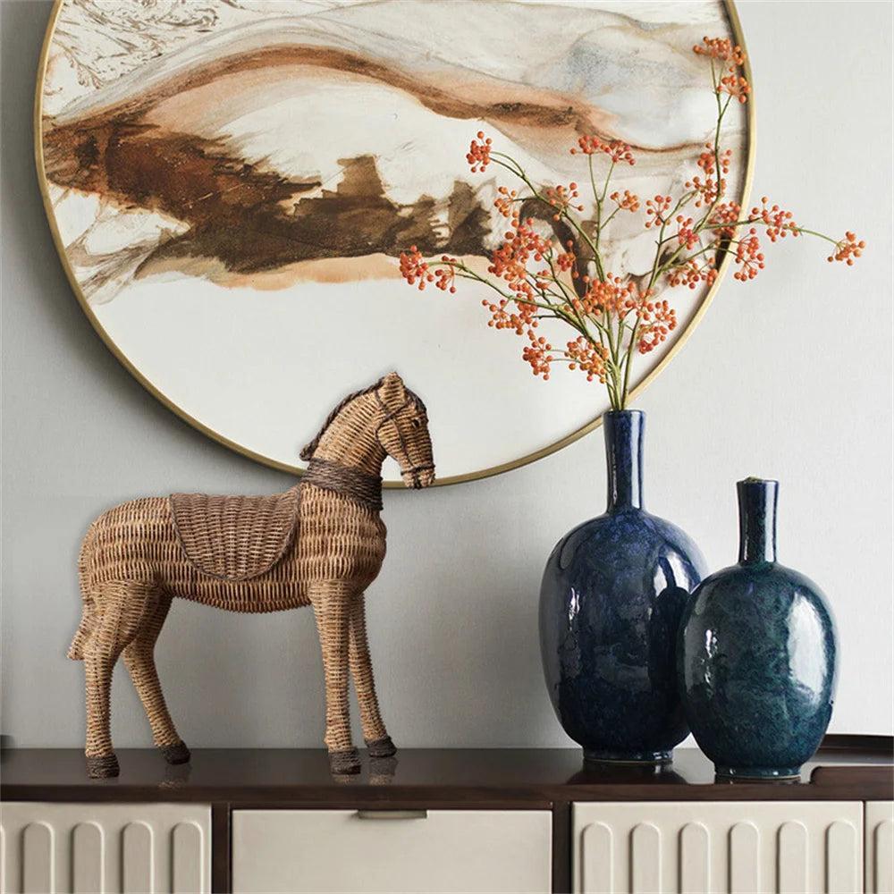 Artisan Woven Horse Figurine - Timeless Rustic Home Accent