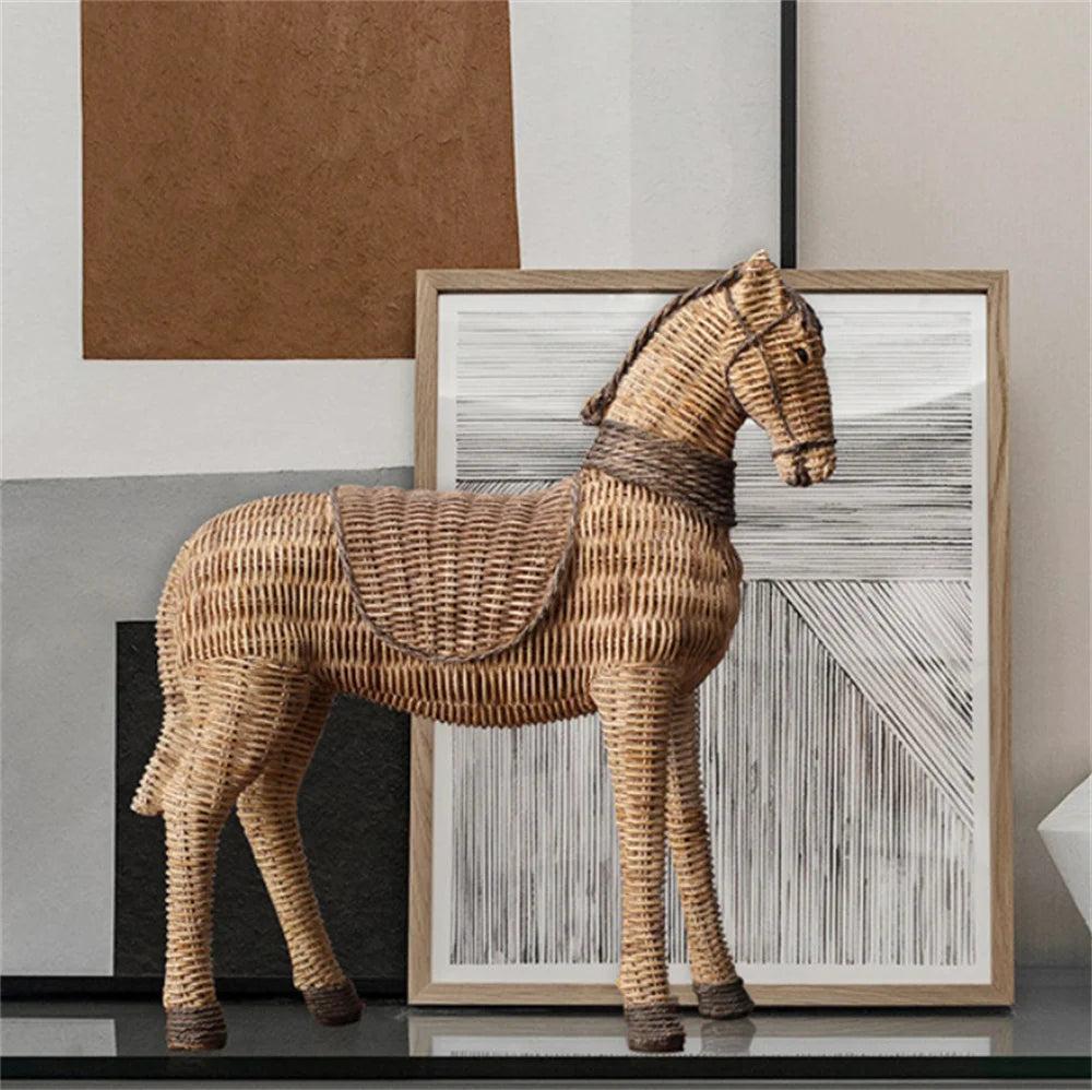 Artisan Woven Horse Figurine - Timeless Rustic Home Accent
