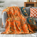 Floral Cotton Gauze Reversible Throw Blanket for Sofa and Bed