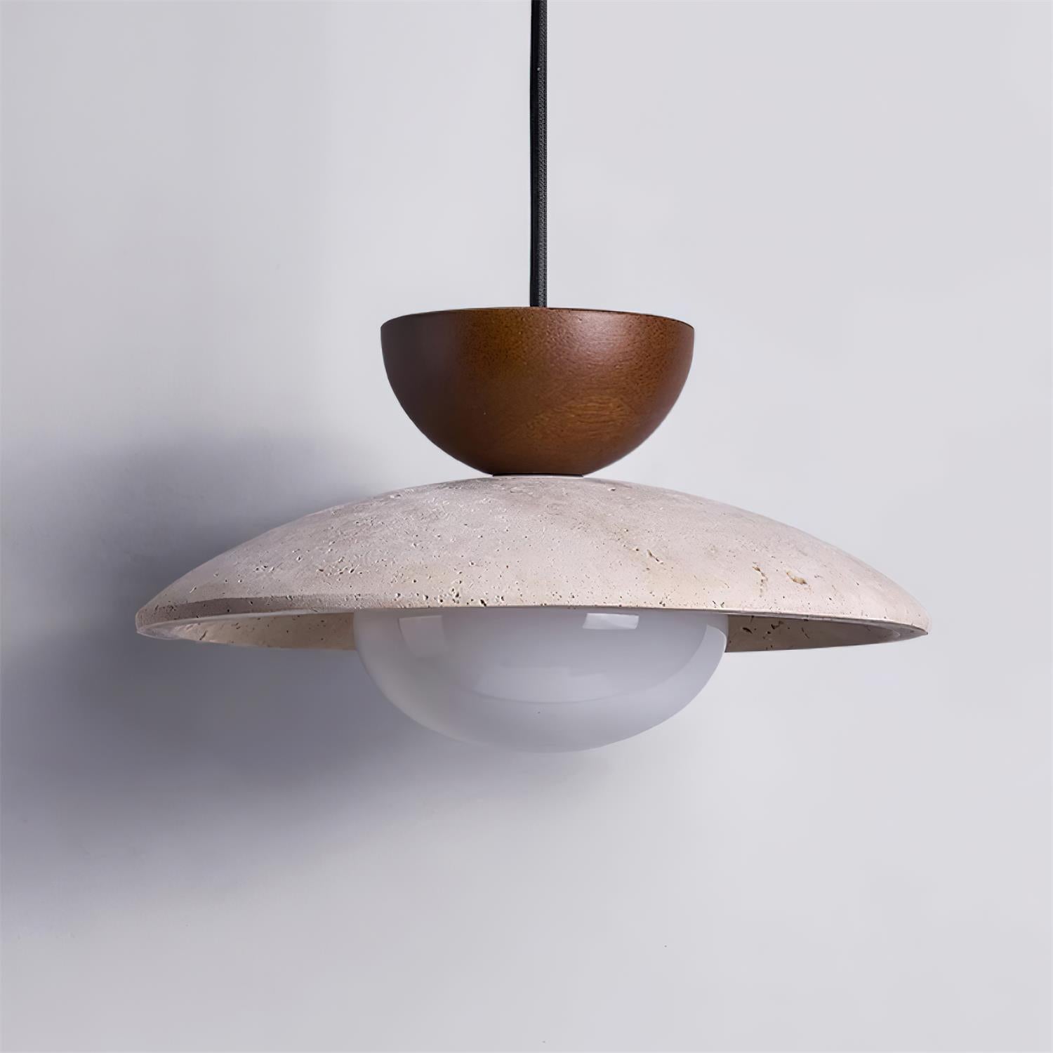 Dome-Shaped Pendant Light in Travertine Design
