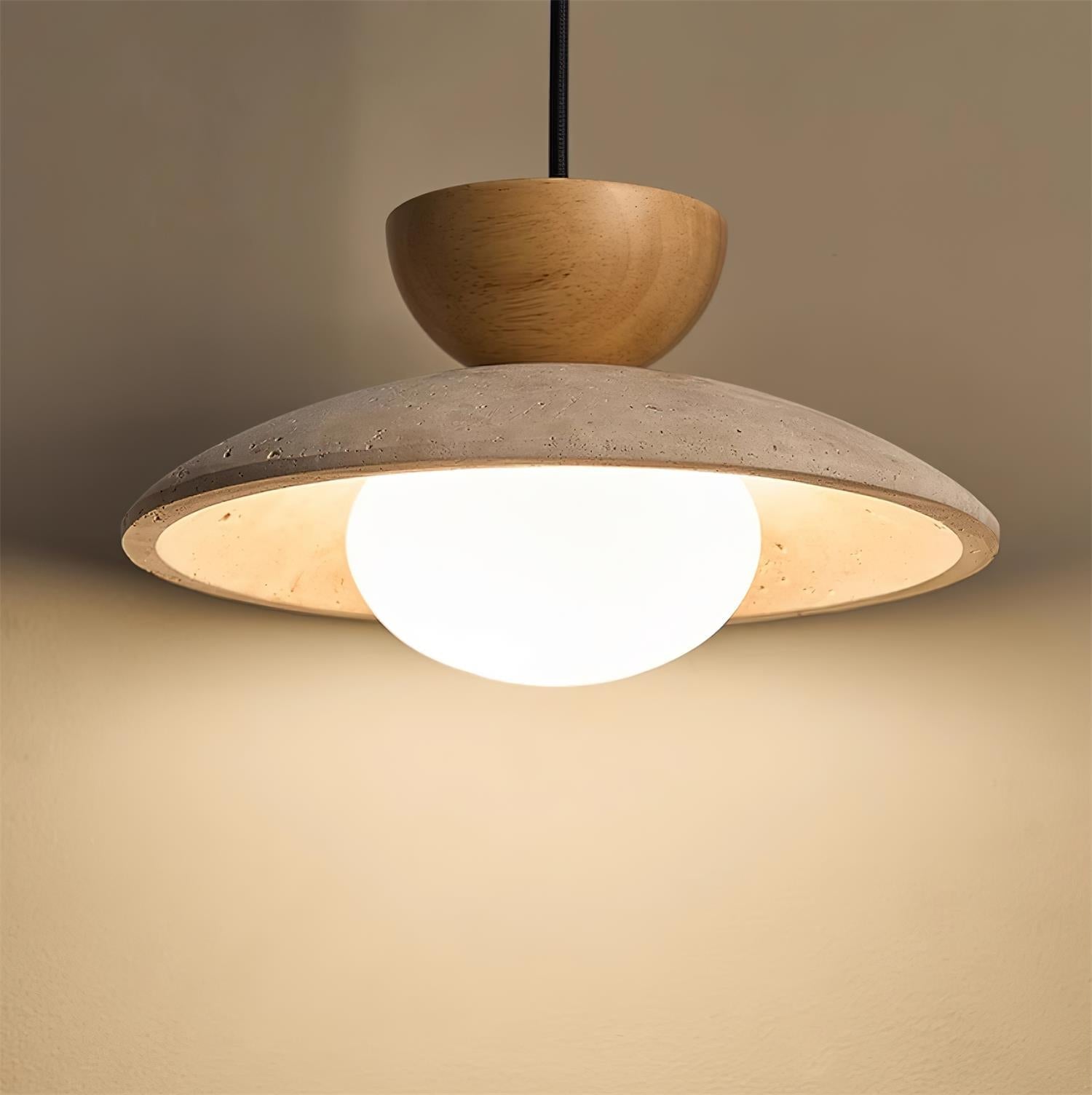Dome-Shaped Pendant Light in Travertine Design