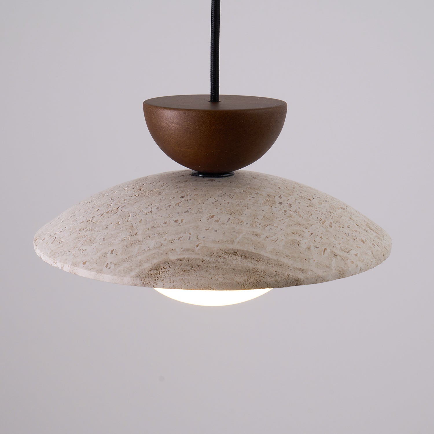 Dome-Shaped Pendant Light in Travertine Design