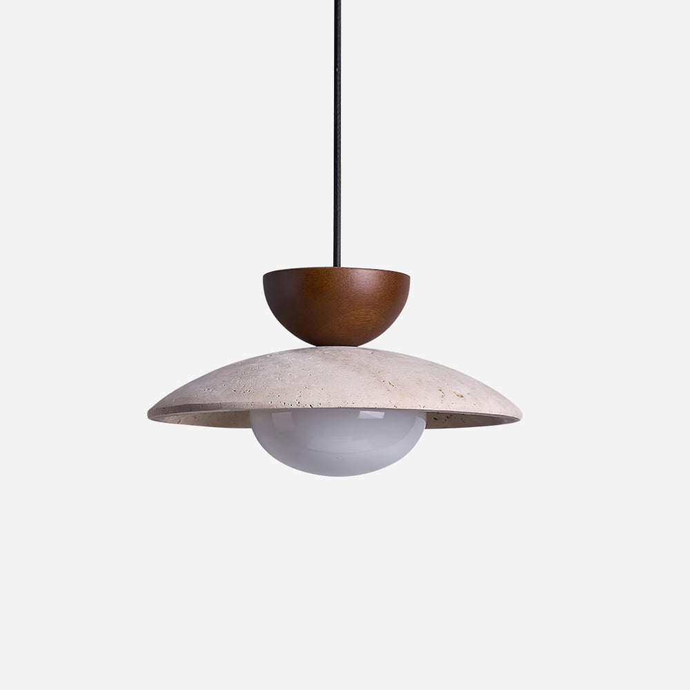 Dome-Shaped Pendant Light in Travertine Design