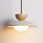 Dome-Shaped Pendant Light in Travertine Design