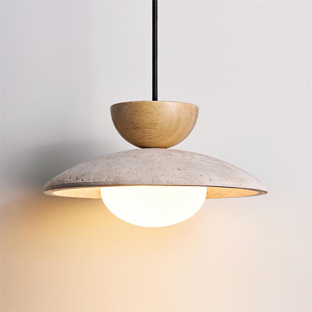 Dome-Shaped Pendant Light in Travertine Design