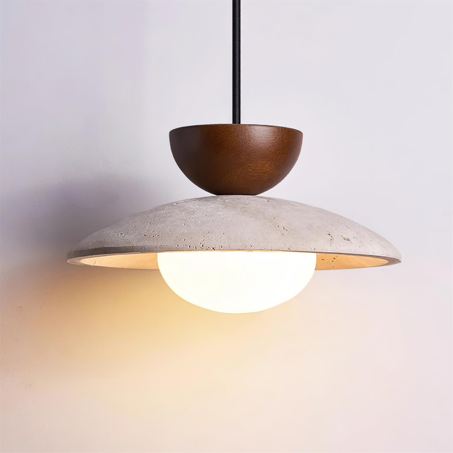 Dome-Shaped Pendant Light in Travertine Design