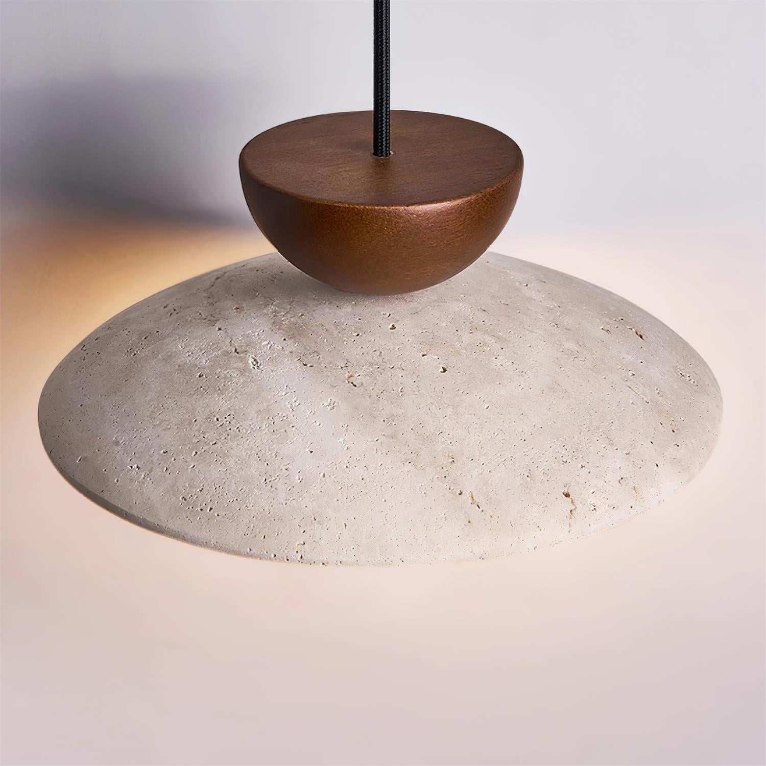 Dome-Shaped Pendant Light in Travertine Design