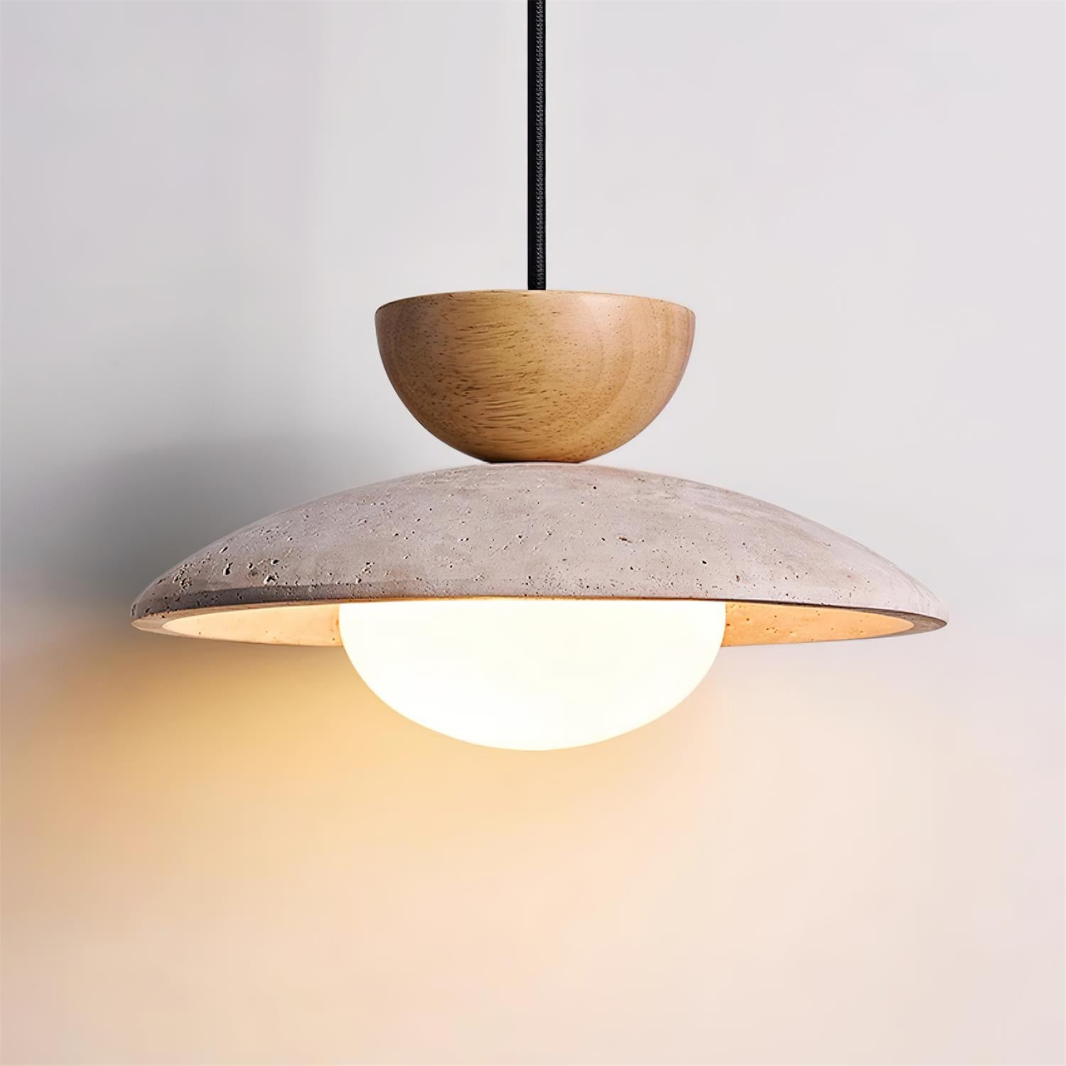 Dome-Shaped Pendant Light in Travertine Design