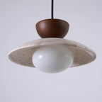 Dome-Shaped Pendant Light in Travertine Design