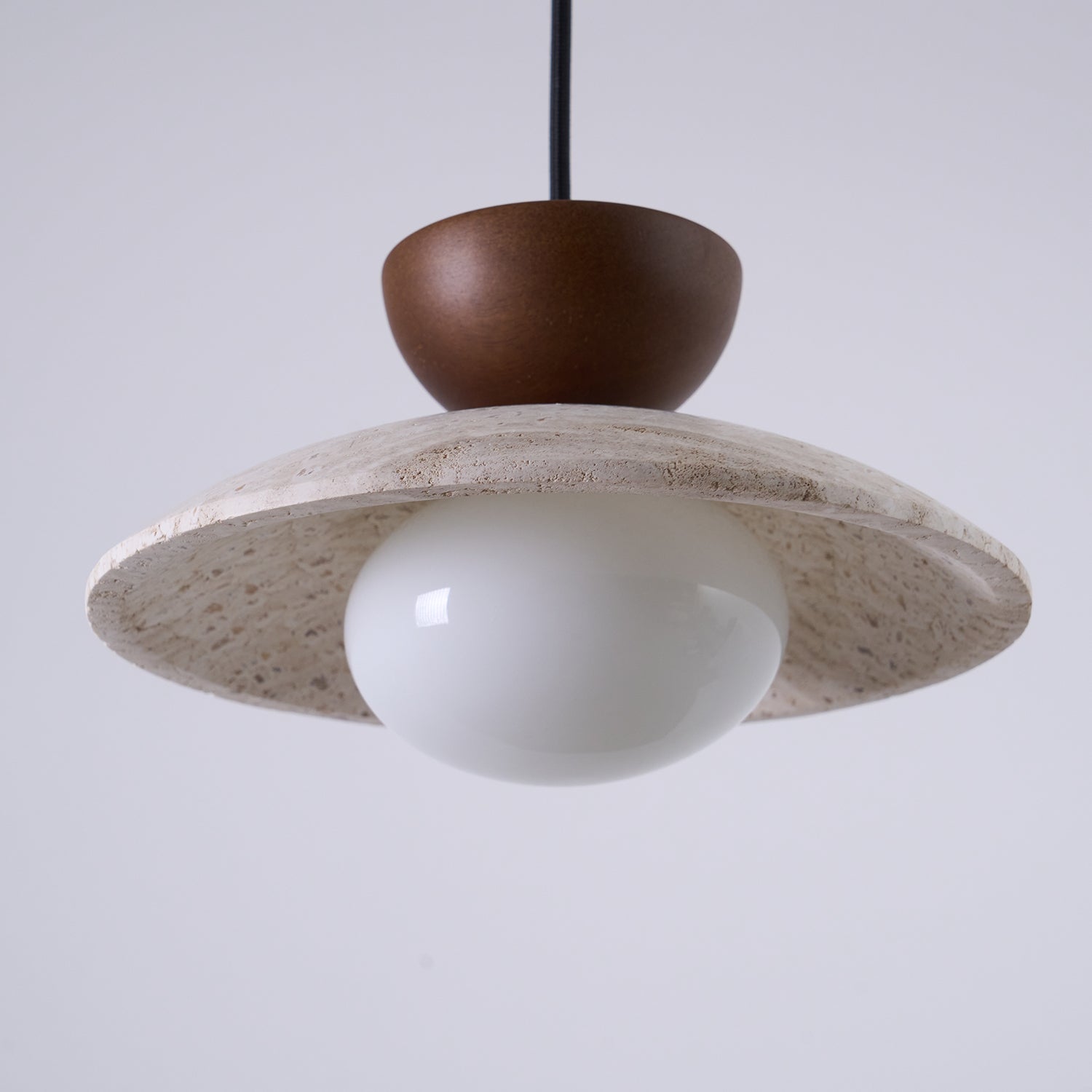 Dome-Shaped Pendant Light in Travertine Design